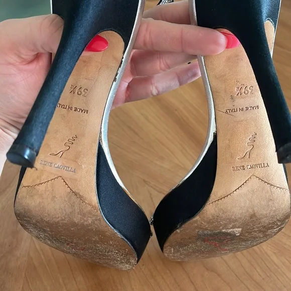 🖤 Rene Caovilla Crystal Platform High Heels in Black size 39.5 - Picture 5 of 13